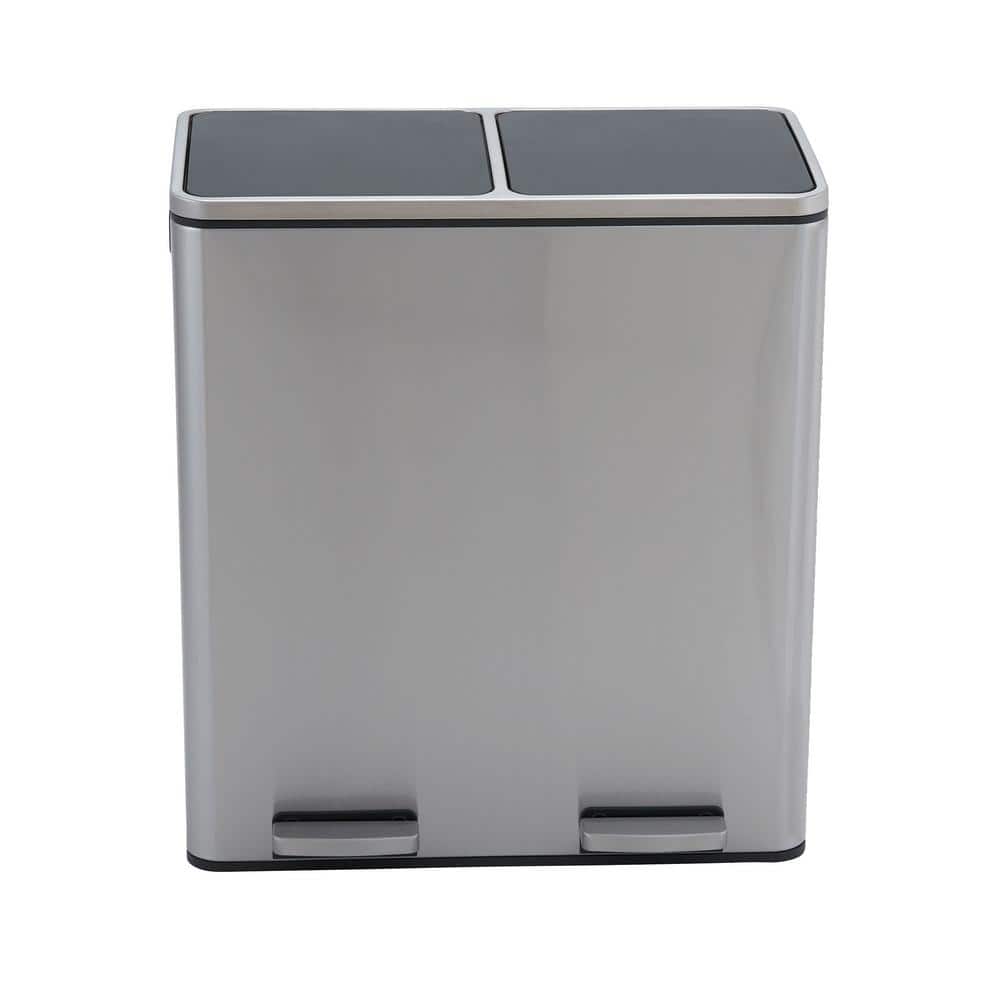 Fingerprint Resistant Stainless Steel Dual Compartment Pedal Trash Can