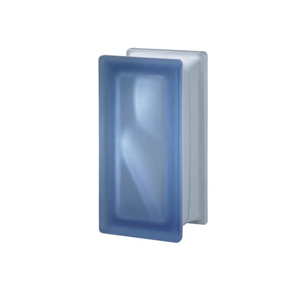 Seves Pegasus Metric 3 in. Thick Series 3.7 x 7.48 x 3.15 in. Blu Satin R09 (5-Pack) Wave Pattern Glass Block