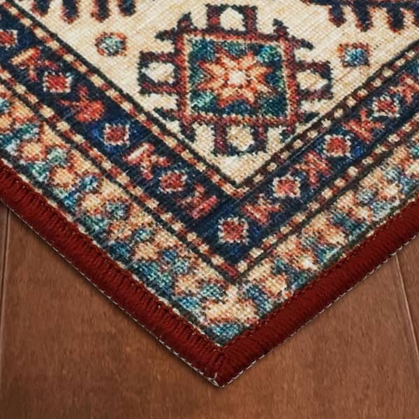 Minot Printed Chenille Red 6 ft. x 9 ft. Polyester Runner Rug