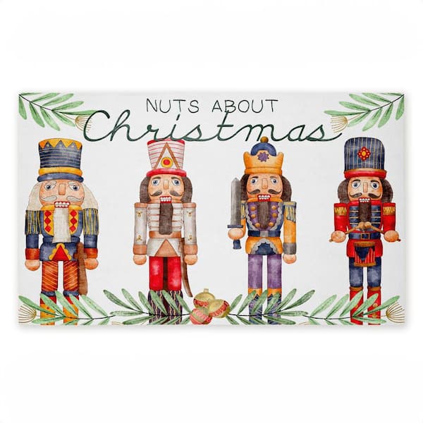 Nuts About Christmas Red 18 in. x 30 in. Polyester Non-Slip Outdoor Door Mat