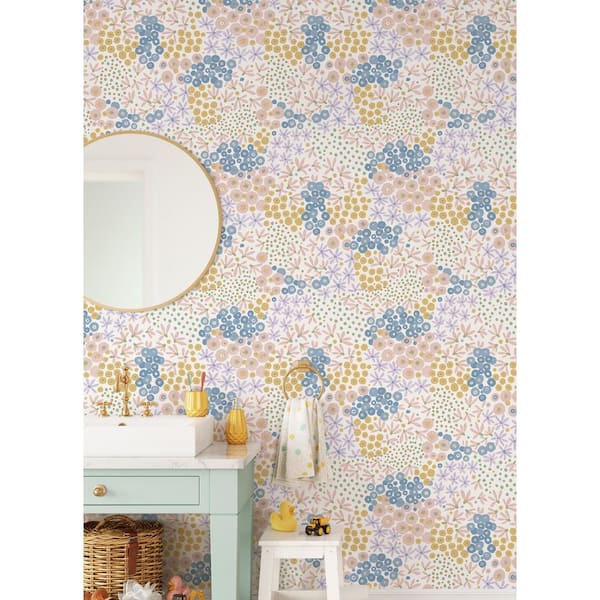 Floral Bunch Multicolor Bright Vinyl Peel and Stick Wallpaper Roll