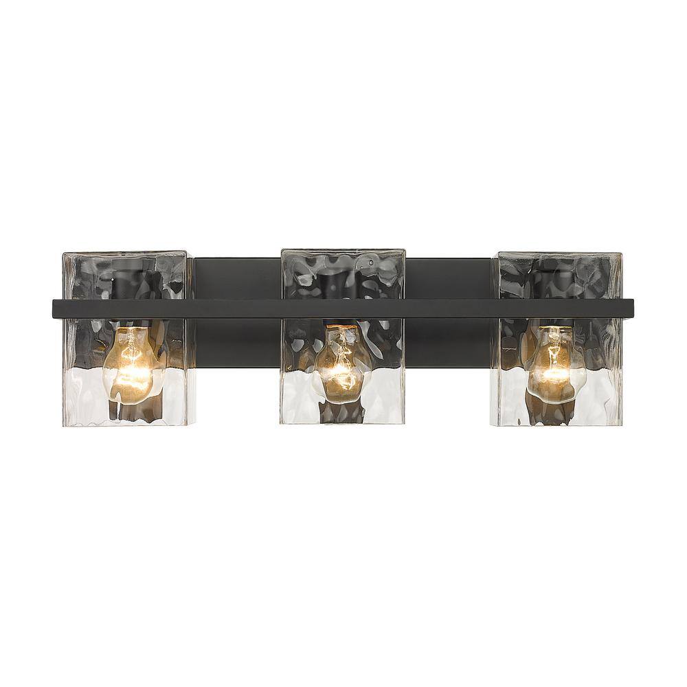 Matte Black 3-Light Vanity with Clear Glass Shades