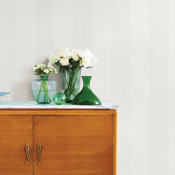 Intrepid White Textured Stripe White Wallpaper Sample