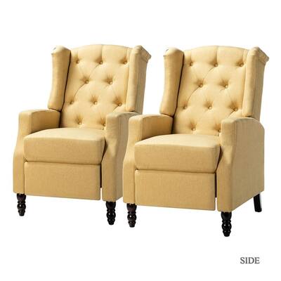 Carina Yellow Manual Recliner with Tufted Back (Set of 2)
