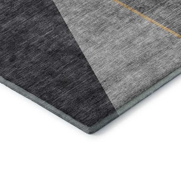 Mayfield Premium Machine Washable Indoor/Outdoor Geometric AMF648 Charcoal 3 ft. x 5 ft. Area Rug