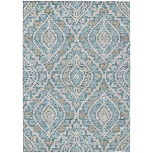 Chantille Machine Washable Indoor/Outdoor Abstract ACN3151 Teal 10 ft. x 14 ft. Area Rug