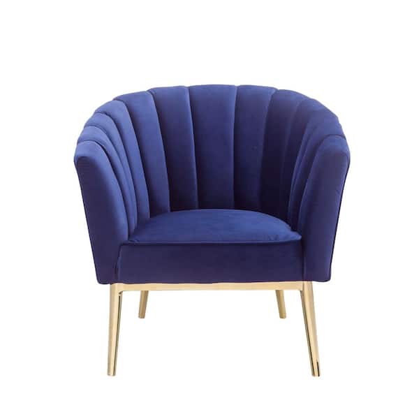 Acme Furniture Colla Blue Velvet Arm Chair Set of 1 with Padded Seat, Backrest, and Armrest