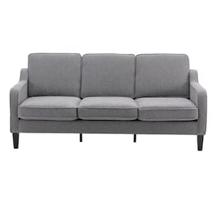 70.9 in. W Square Arm Fabric Straight Sofa in Light Gray