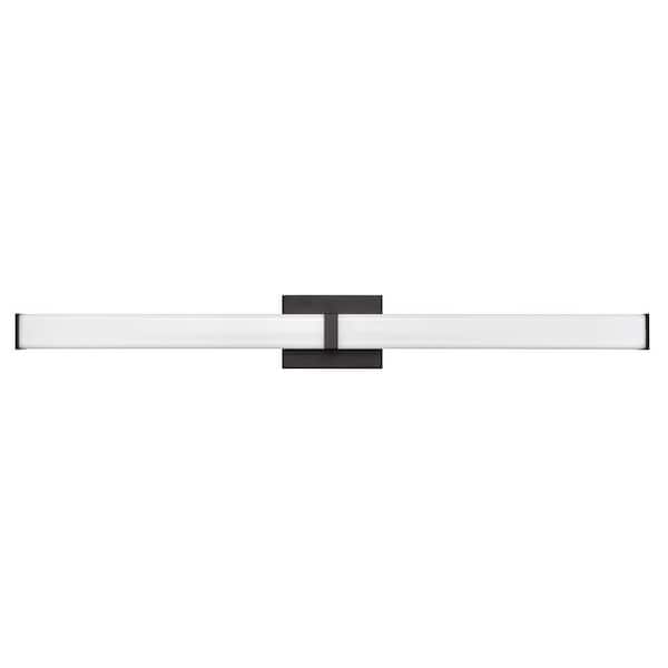 Tron 1-Light 36 in. Matte Black Integrated LED Vanity Light with Acrylic Shade