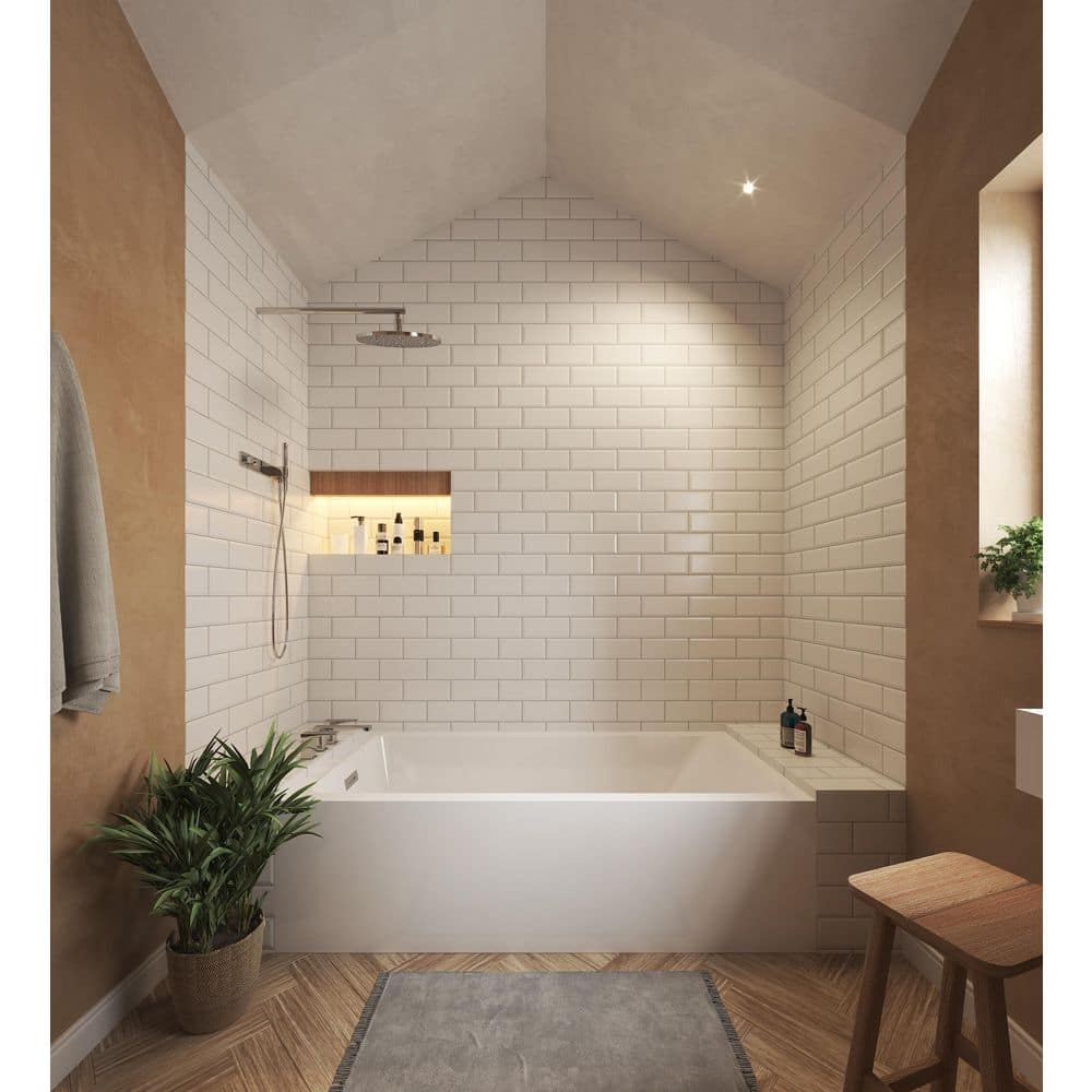 Grayley 60 in. L x 30 in. W Acrylic Left Hand Drain Rectangular Alcove Bathtub in White with Chrome Trim price history on PriceWatchPro