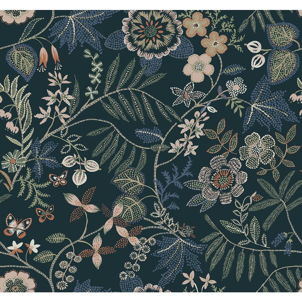 Marilyn Sea Green Floral Trail Non-Pasted Washable Wallpaper