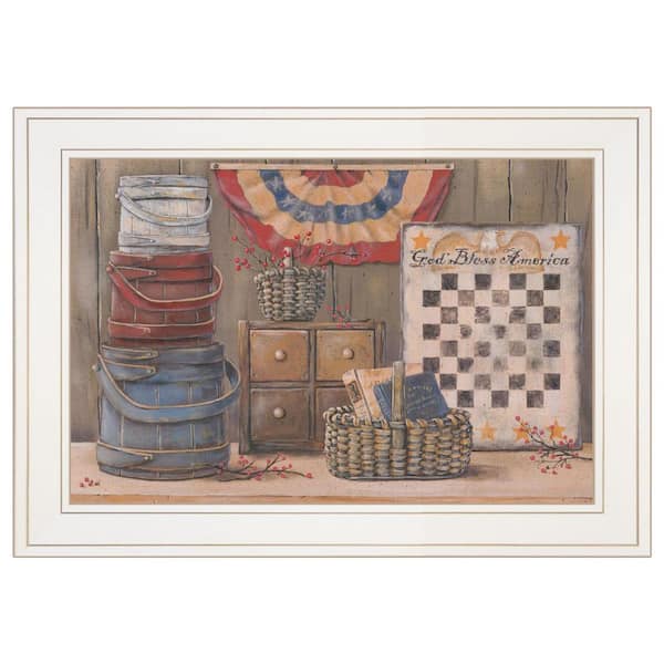 HomeRoots Charlie God Bless America 1-Piece Framed Wall Art 15 in. x 19 in.