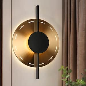 Callitropsis 1-Light Dimmable Integrated LED Black and Plating Brass Wall Sconce