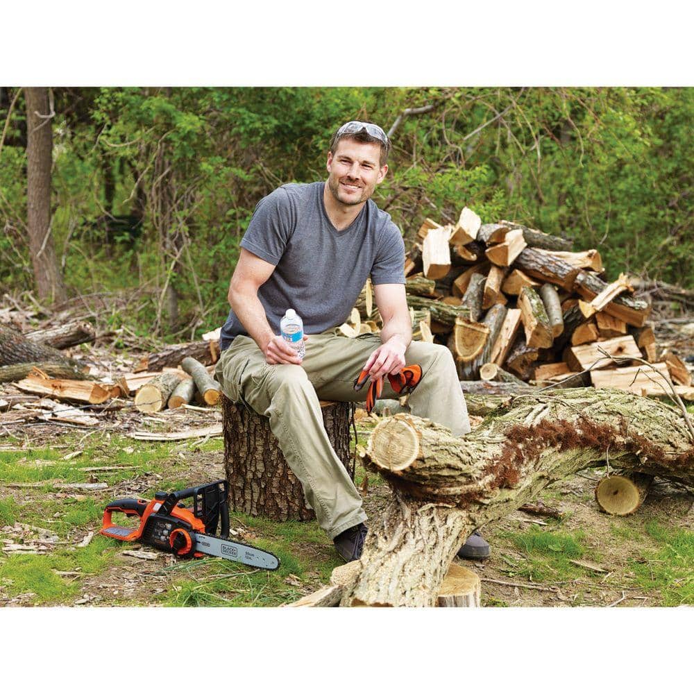 12-Inch Orange and Black Electric Chainsaw with Safety Chain