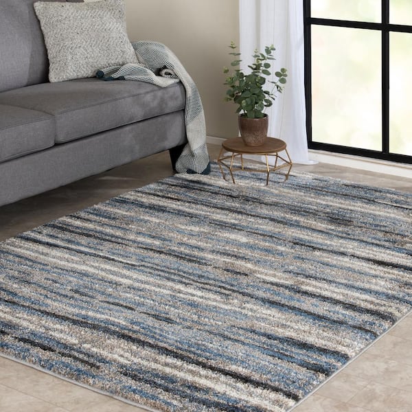 Shoreline Blue/Multi 8 ft. x 10 ft. Striped Area Rug
