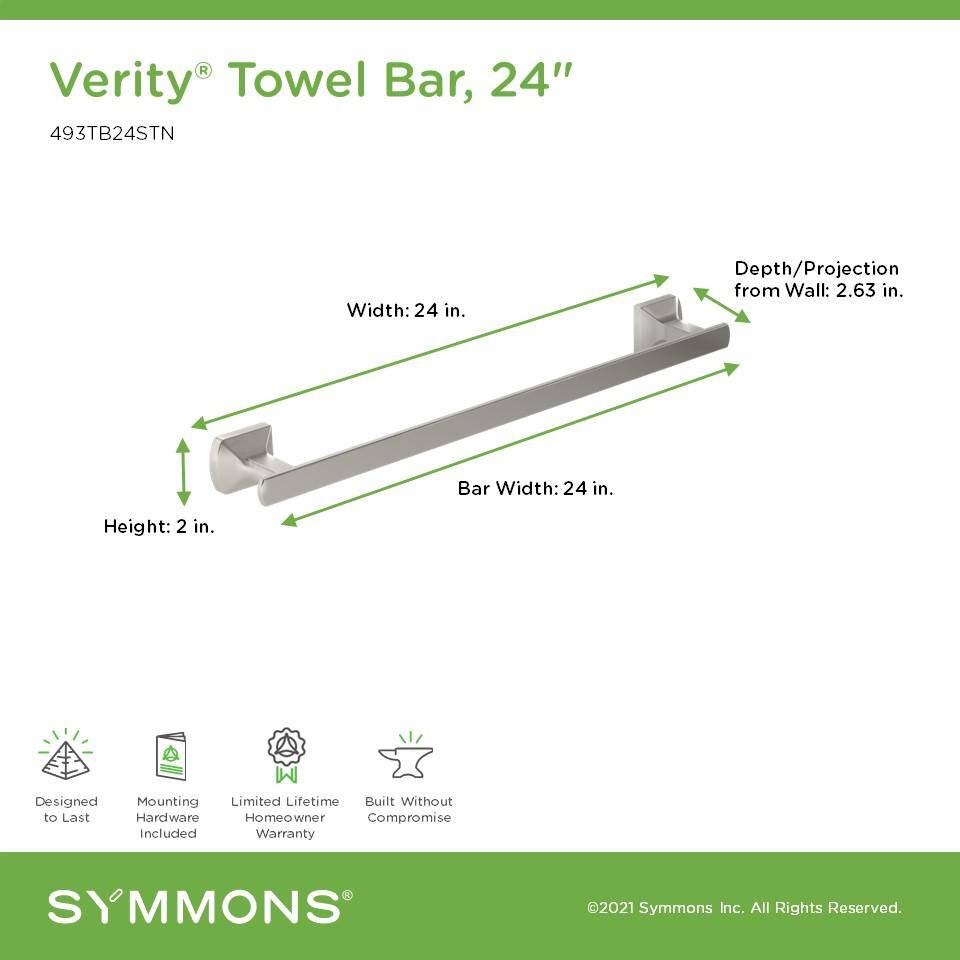 Satin Nickel 24" Wall-Mounted Metal Towel Bar