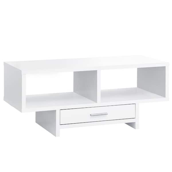 HomeRoots Jasmine 17.75 in. White Storage Coffee Table