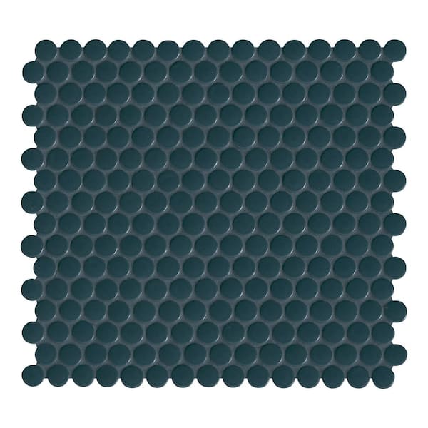 Nocturne Blue Satin 12 in. x 11 in Penny Round Matte Porcelain Mosaic Tile (14.85 sq.ft. / Case)