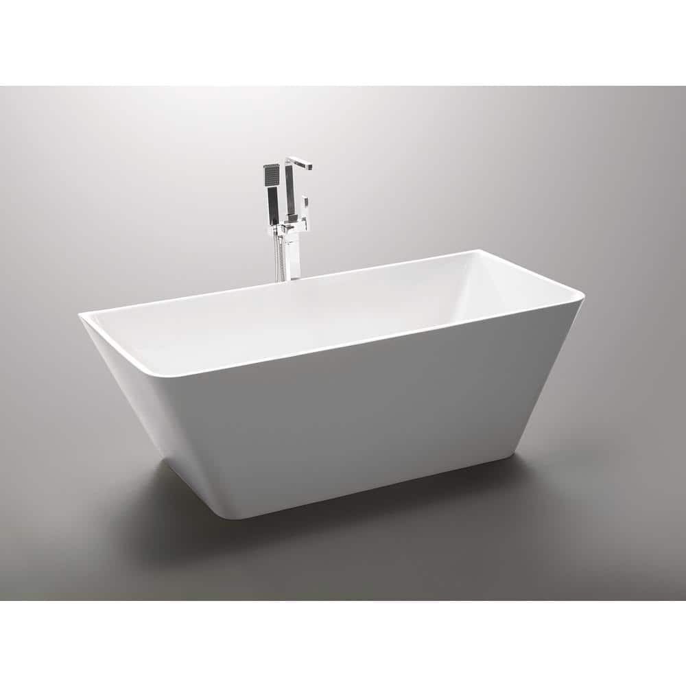67'' White Acrylic Freestanding Soaking Bathtub