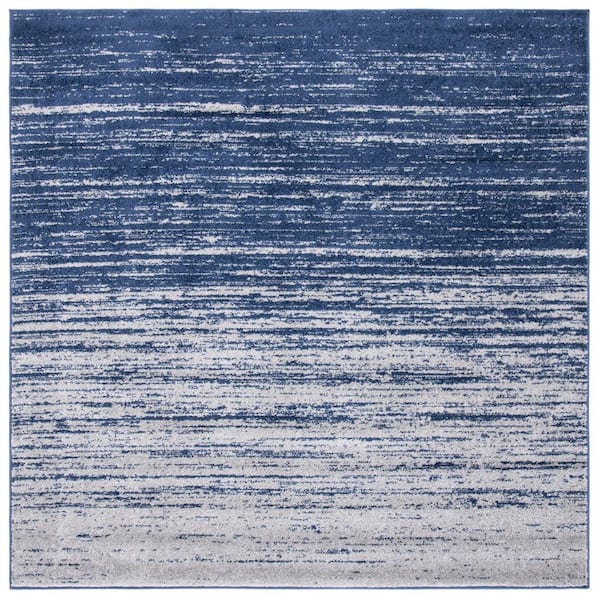 SAFAVIEH Adirondack Navy/Gray 10 ft. x 10 ft. Solid Color Striped Square Area Rug