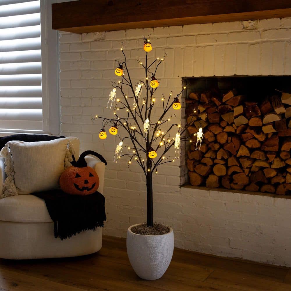 5ft. Pre-Lit Artificial Halloween Pumpkins and Skulls Ornament Twig Tree with 72-Warm White LED Lights price history on PriceWatchPro