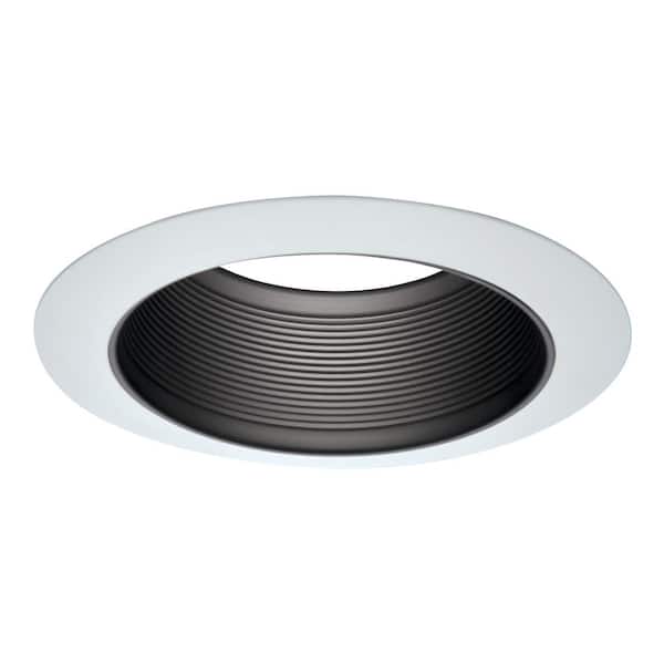 HALO E26 6 in. White Recessed Light Ceiling Trim with Tapered Baffle and White Ring Overlay (6-Pack)