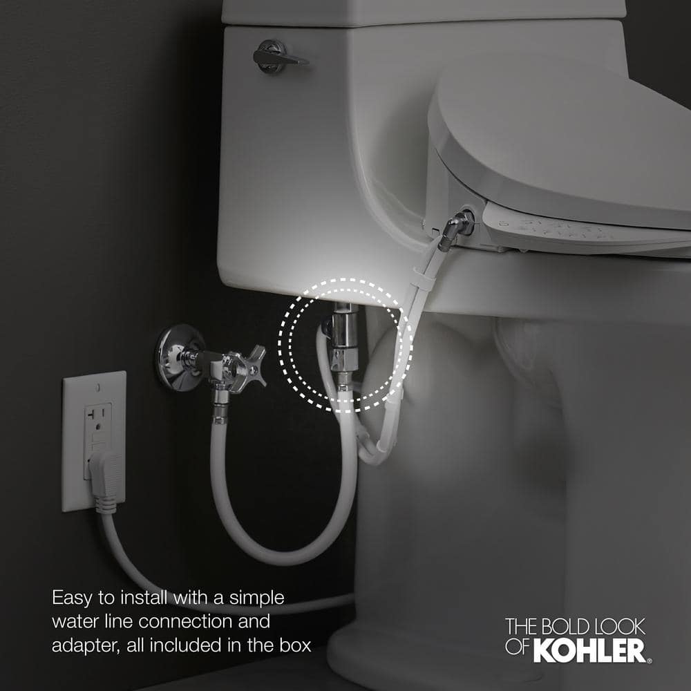 White Elongated Warm Water Bidet Toilet Seat with UV Sanitizing