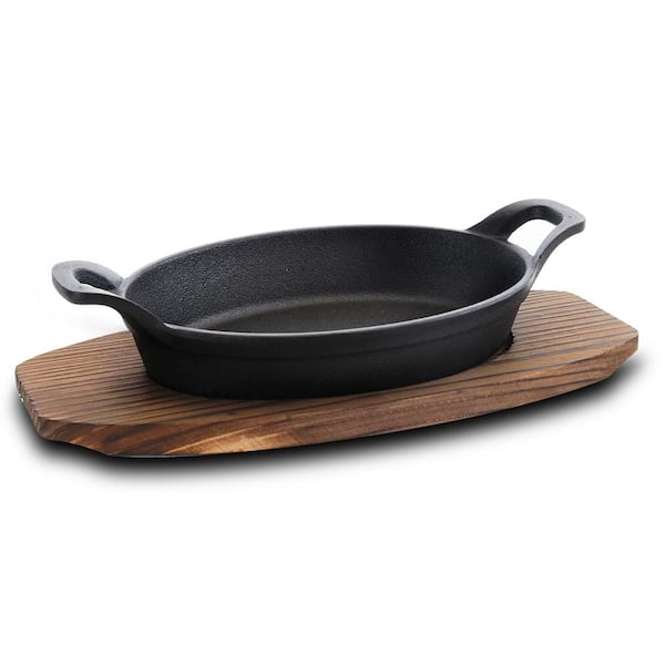 General Store Addlestone 9.5 in. Oval Cast Iron Server with Burned Furwood Base