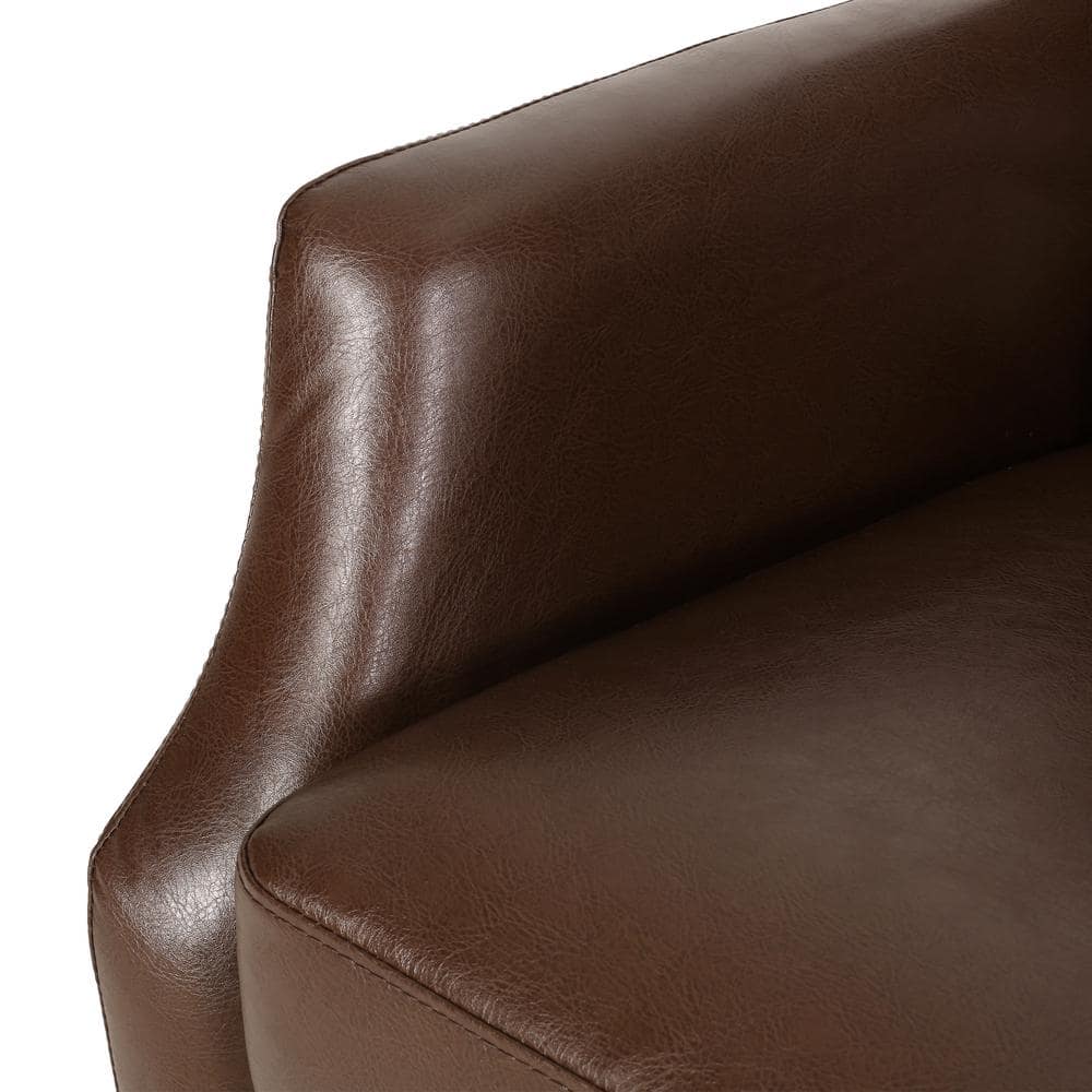 Chic Dark Brown Faux Leather Push-Back Club Recliner