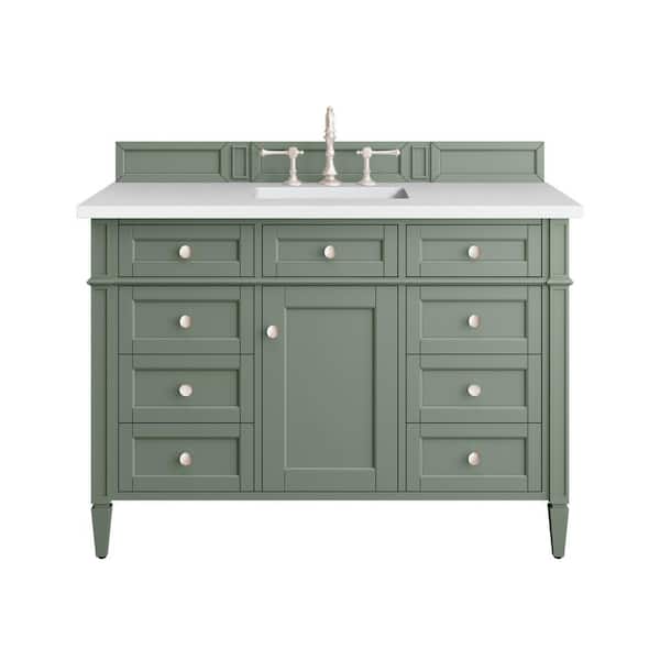 Brittany 48.0 in. W x 23.5 in. D x 33.8 in. H Bathroom Vanity in Smokey Celadon with White Zeus Quartz Top