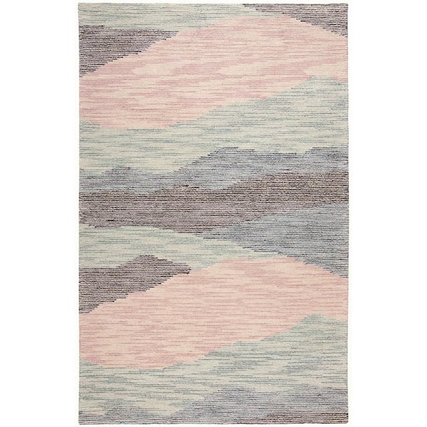 HomeRoots Pink Green and Blue 2 ft. x 3 ft. Abstract Area Rug