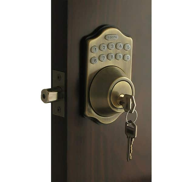 Unbranded E-Digital Single Cylinder Antique Brass Electronic Keypad Deadbolt