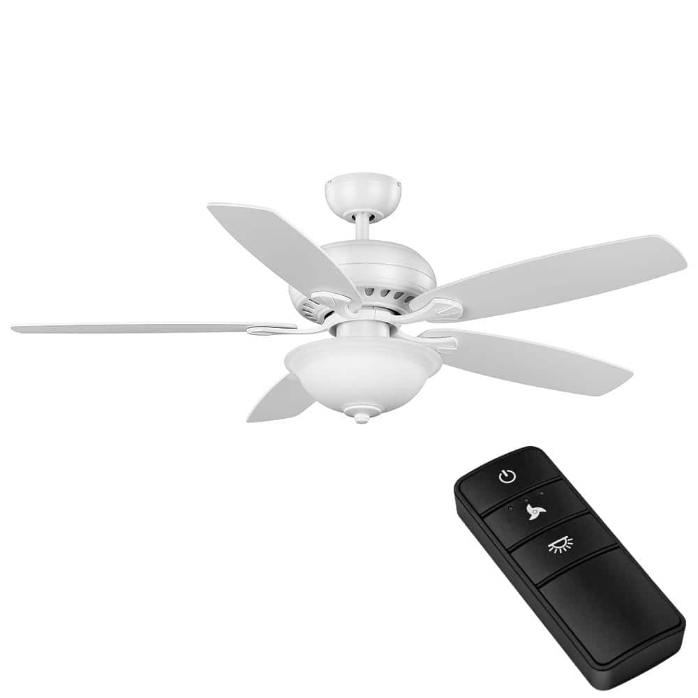 Hampton Bay Southwind II 52 in. Indoor LED Matte White Ceiling Fan with Light Kit, Reversible Blades and Remote Control