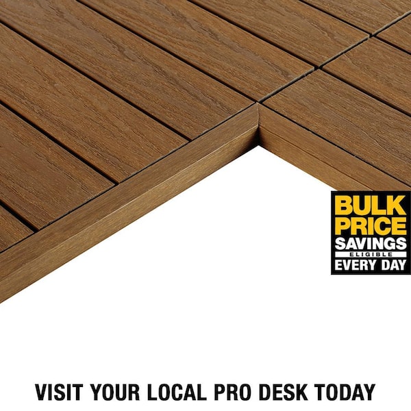 1/12 ft. x 1 ft. Quick Deck Composite Deck Tile Inside Corner Trim in Peruvian Teak (2-Pieces/Box)