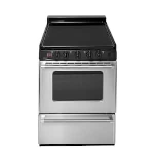 24 in. 2.97 cu. ft. Freestanding Smooth Top Electric Range in Stainless Steel