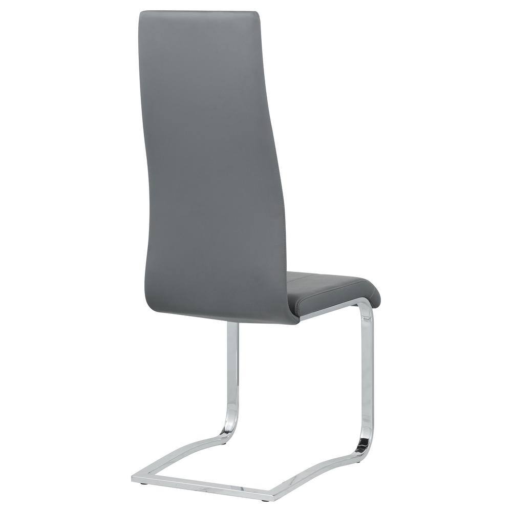 High-Back Gray Faux Leather Side Chair with Chrome Frame
