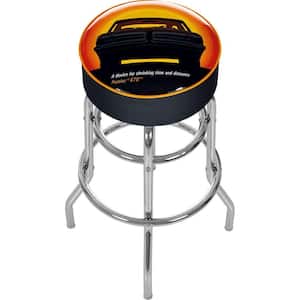 Black Pontiac GTO Time and Distance 31 in. Chrome Swivel Cushioned Bar Stool