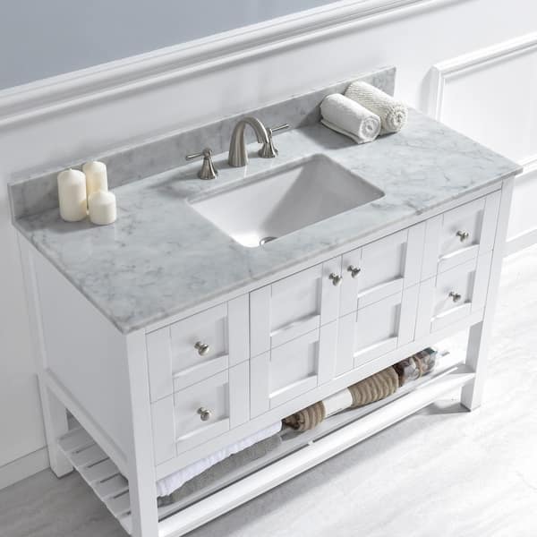 Maldon 49 in. W x 22 in. D Single Basin Carrara Marble Vanity Top in Carrara White with White Vitreous China Basin