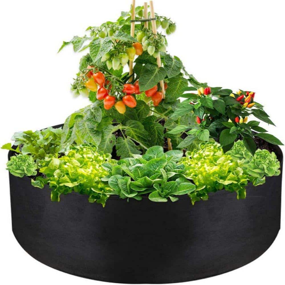 Dyiom Large 15 Gallon Grow Bag, Fabric Round Grow Bag for Growing Herbs Flowers and Vegetables (24 Deep x 8 High, Black)