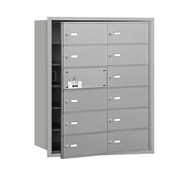 Salsbury Industries 3600 Series Aluminum Private Front Loading 4B Plus Horizontal Mailbox with 12B Doors (11 Usable)