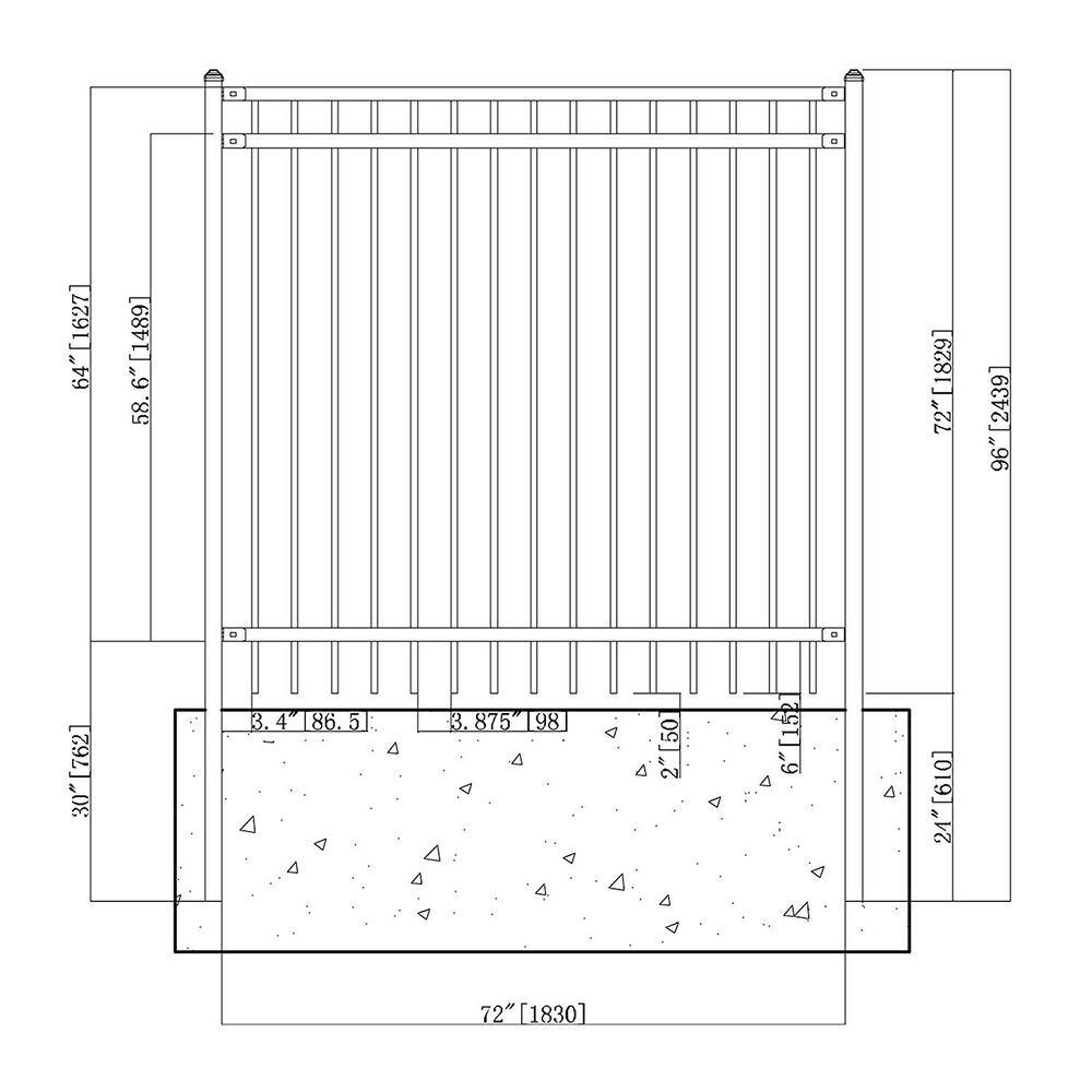ALEKO 6 ft x 6 ft Black Powder-Coated Steel Fence Panel