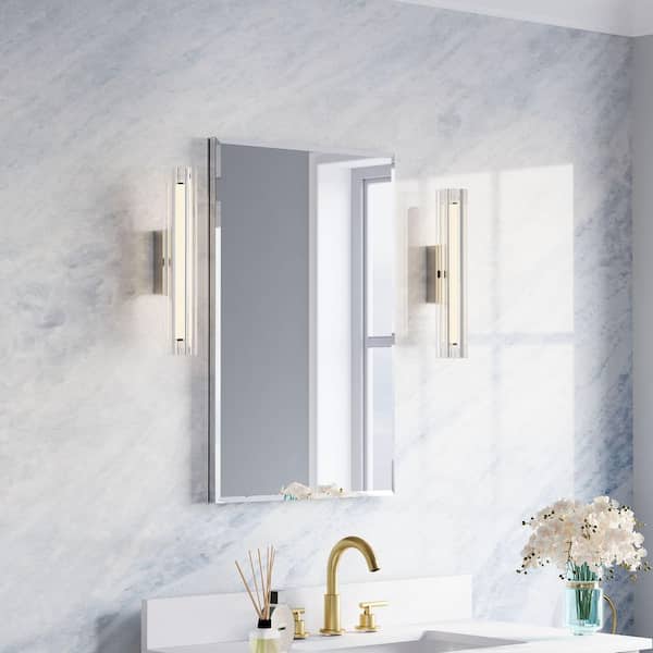 ROSA 20 in. W x 30 in. H Rectangular Aluminum Tri-View Beveled-Edge Medicine Cabinet with Mirror, Soft-Close BLUM Hinge