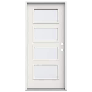 36 in. x 80 in. Left-Hand/Inswing 4-Lite Equal Clear Glass White Steel Prehung Front Door
