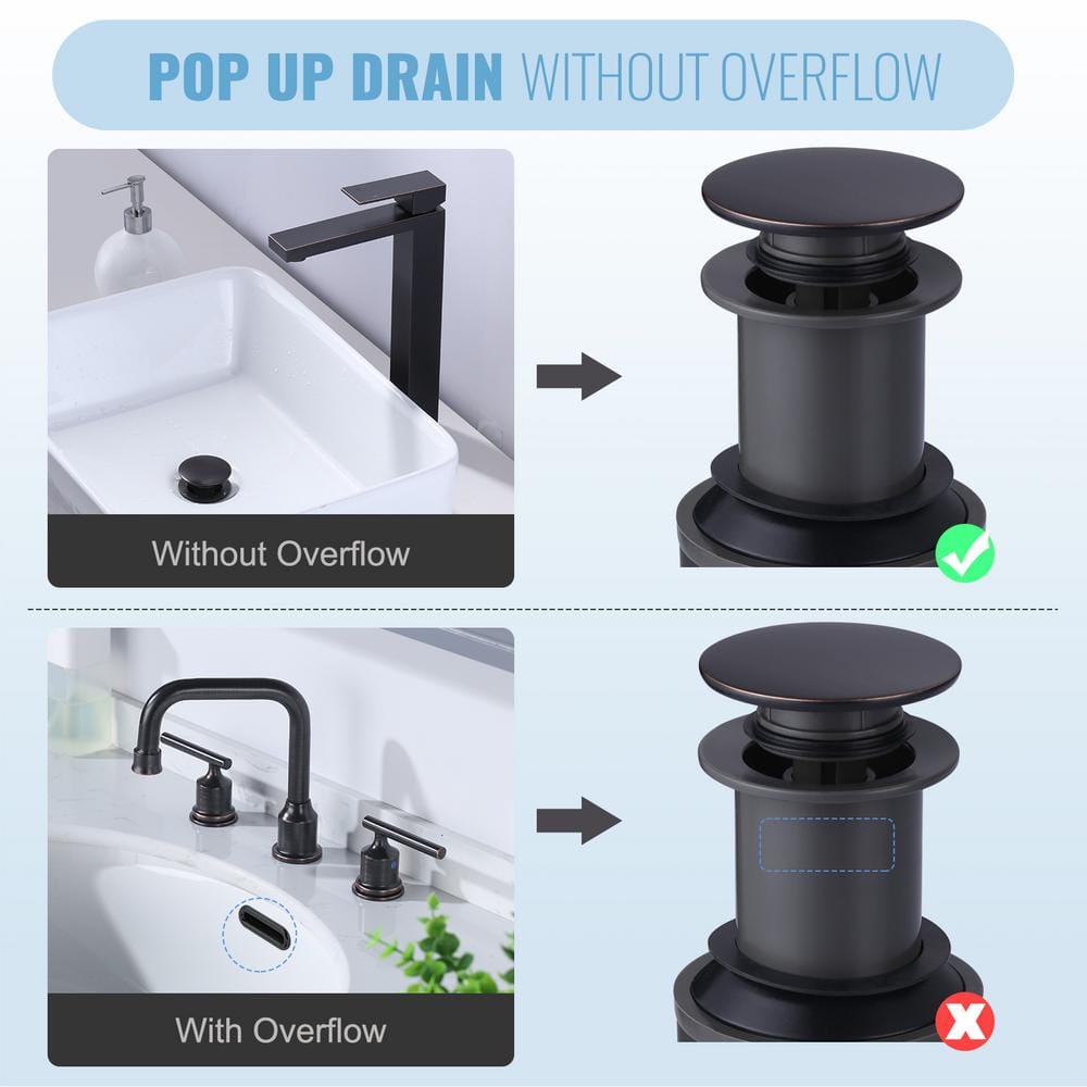 Oil Rubbed Bronze Pop-Up Bathroom Sink Drain Assembly