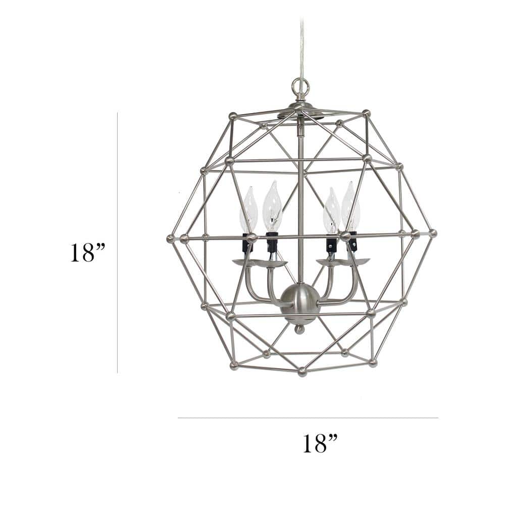 Geometric Brushed Nickel 18" Polyhedron Pendant Light