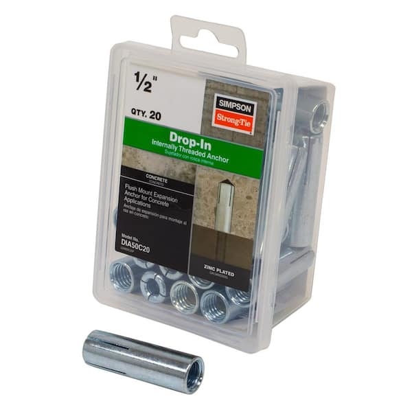 Simpson StrongTie DIA DropIn Internally Threaded Anchor for 1/2in. Rod (20Pack) DIA50C20