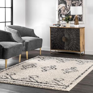 Mira Moroccan Diamond Shag Off White 5 ft. 3 in. x 7 ft. 7 in. Area Rug