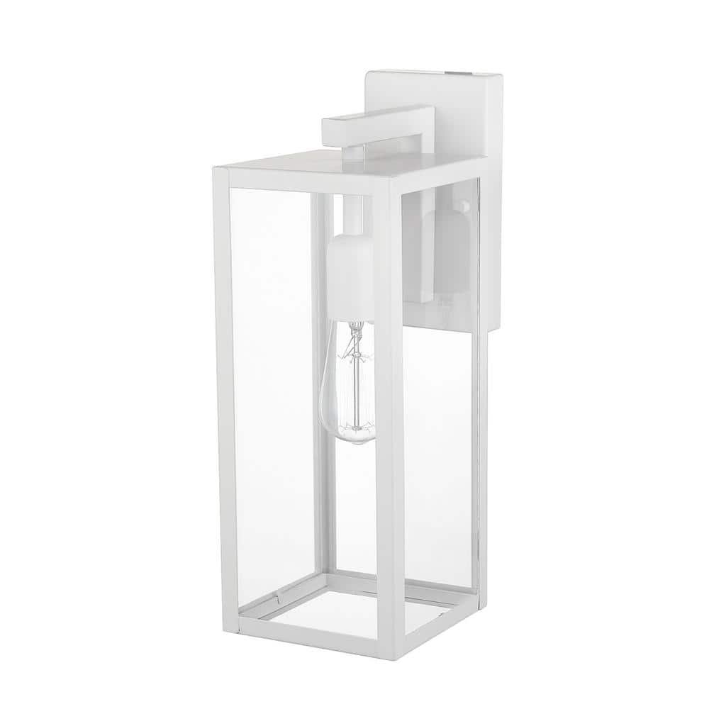 Bowery  Matte White Farmhouse Indoor/Outdoor 1-Light Wall Sconce with Clear Glass Shade price history on PriceWatchPro