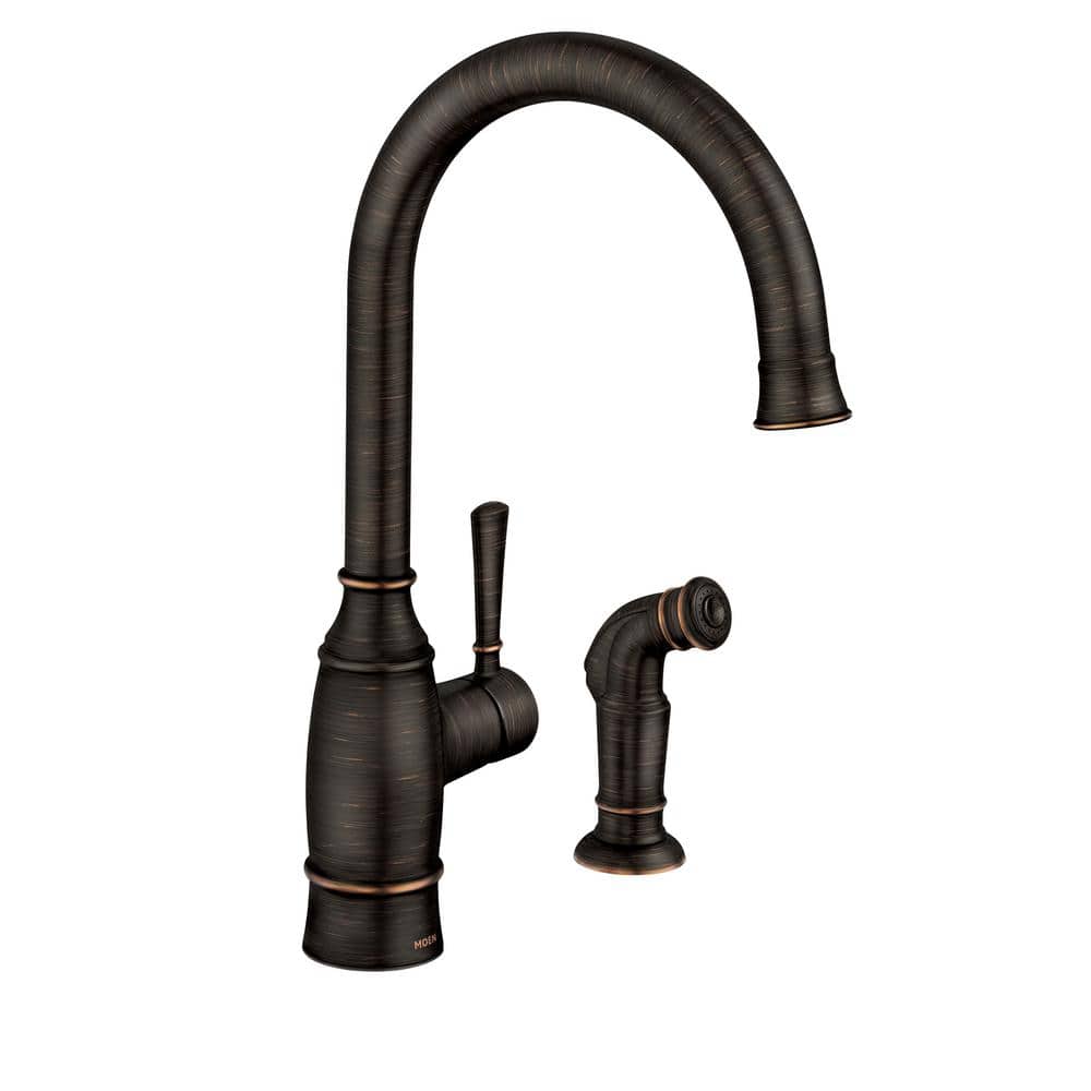 Mediterranean Bronze Single-Handle Kitchen Faucet with Side Sprayer