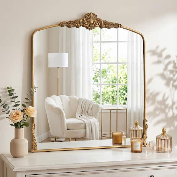 バロックスタイル ゴールドミラー 長方形 Sxiawe 24 in. W x 36 in. H Antique Gold Baroque-Inspired Ornate
